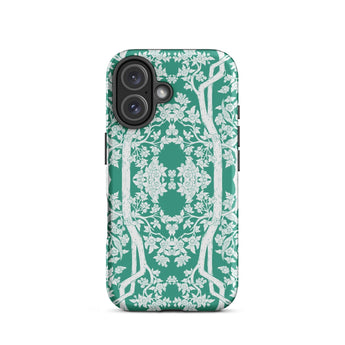 Aviary Green Aesthetic Pattern Art Iphone Case 16 / Matte Green Phone Case Floral Design Pattern Art Phone, Battle-tested Design, Cases