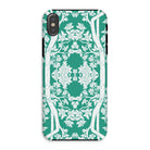 Aviary Green Aesthetic Pattern Art Iphone Case, Xs / Matte, Decorative Phone Case Green White Floral Pattern