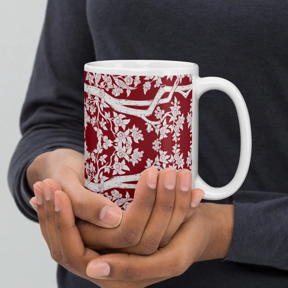 Aviary Mug — red - 15oz - Mugs - Aesthetic Art