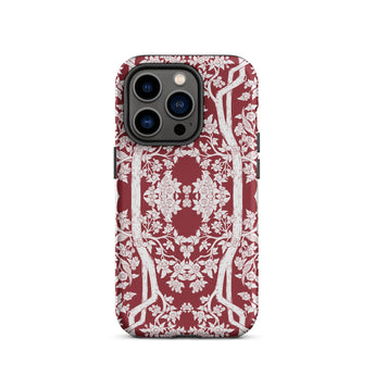 Aviary Red Aesthetic Pattern Art Iphone Case, 14 Pro / Matte, Floral Patterned Phone Case