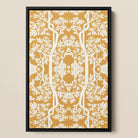 Aviary - Thai Aesthetic Pattern Art Framed Canvas, Framed Canvas Print Mirrored Pattern White Trees Flowers
