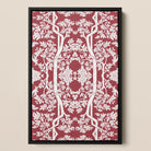 Aviary - Thai Aesthetic Pattern Art Framed Canvas, Framed Red White Floral Patterned Artwork