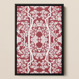 Aviary - Thai Aesthetic Pattern Art Print / Canvas Framed Artwork Intricate White Floral Tree Motif Deep Fine Paper, Black, Bold Statements