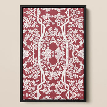 Aviary - Thai Aesthetic Pattern Art Print / Canvas Framed Artwork Intricate White Floral Tree Motif Deep Fine Paper, Black, Bold Statements