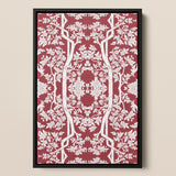 Aviary - Thai Aesthetic Pattern Art Print / Canvas Framed Artwork Intricate White Floral Tree Motif Deep Fine Paper, Black, Bold Statements