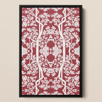 Aviary - Thai Aesthetic Pattern Art Print / Canvas Framed Artwork Intricate White Floral Tree Motif Deep Fine Paper, Black, Bold Statements