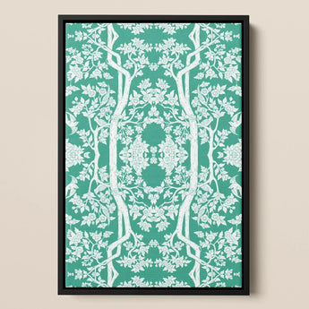 Aviary - Thai Aesthetic Pattern Art Print / Canvas Framed Artwork Intricate White Floral Tree Vibrant Fine Paper, Black, Bold Statements