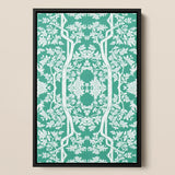 Aviary - Thai Aesthetic Pattern Art Print / Canvas Framed Artwork Intricate White Floral Tree Vibrant Fine Paper, Black, Bold Statements