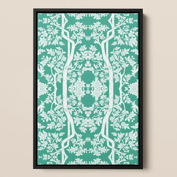 Aviary - Thai Aesthetic Pattern Art Print / Canvas Framed Artwork Intricate White Floral Tree Vibrant Fine Paper, Black, Bold Statements