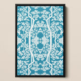 Aviary - Thai Aesthetic Pattern Art Print / Canvas Framed Artwork Intricate White Floral Tree Vibrant Fine Paper, Black, Bold Statements