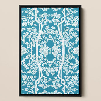 Aviary - Thai Aesthetic Pattern Art Print / Canvas Framed Artwork Intricate White Floral Tree Vibrant Fine Paper, Black, Bold Statements