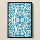Aviary - Thai Aesthetic Pattern Art Print / Canvas Framed Artwork Intricate White Floral Tree Vibrant Fine Paper, Black, Bold Statements