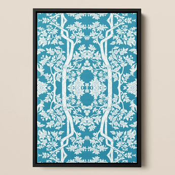 Aviary - Thai Aesthetic Pattern Art Print / Canvas Framed Artwork Intricate White Floral Tree Vibrant Fine Paper, Black, Bold Statements