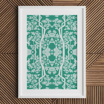 Aviary - Thai Aesthetic Pattern Art Print / Canvas Framed Artwork Intricate White Tree Floral Vibrant Fine Paper, Black, Bold Statements