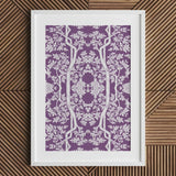 Aviary - Thai Aesthetic Pattern Art Print / Canvas White-framed Intricate Symmetrical Design Interwoven Tree Fine Paper, Black, Bold