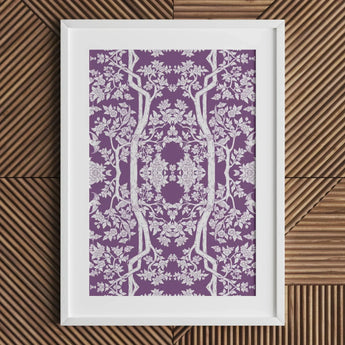 Aviary - Thai Aesthetic Pattern Art Print / Canvas White-framed Intricate Symmetrical Design Interwoven Tree Fine Paper, Black, Bold