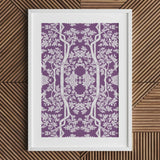 Aviary - Thai Aesthetic Pattern Art Print / Canvas White-framed Intricate Symmetrical Design Interwoven Tree Fine Paper, Black, Bold