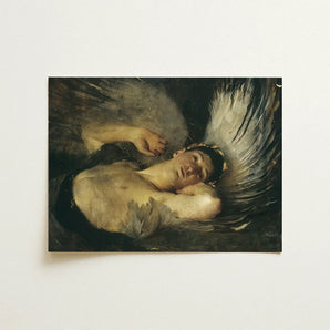 The Awakening - Solomon Joseph Art Print / Canvas Classical Oil Painting Angel Dark Textured Wings Soft, Arrests, Winged Figure Hauled,