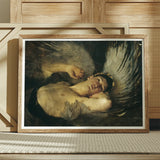 The Awakening - Solomon Joseph Art Print / Canvas Framed Reproduction Classical Painting Angel Dark Feathers Soft, Arrests, Winged Figure