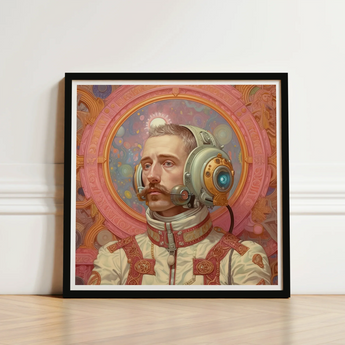 Framed Portrait Man Ornate Vintage-style Astronaut Gear Metallic Gay German, Aesthetic, Gayest