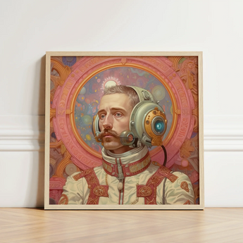 Framed Portrait Man Ornate Vintage-style Astronaut Suit Intricate Gay German, Aesthetic, Gayest