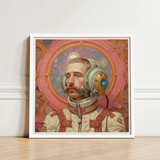 Framed Artwork Man Ornate Vintage-style Astronaut Gear Metallic Gay German, Aesthetic, Gayest