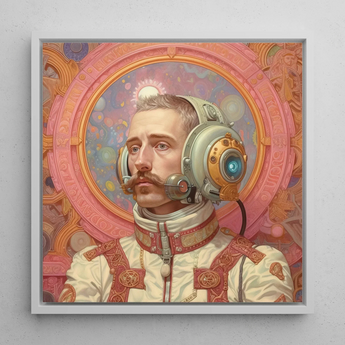 Axel - Gay German Astronaut Art Print / Canvas Framed Portrait Man Ornate Cream-colored Space Attire Gold Gay German Astronaut, Astronaut