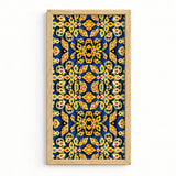 Vibrant Vertically Oriented Framed Artwork Intricate Symmetrical Pattern Mesmerizing Thai Mosaic, Traditional Design, Kitschy Grandeur