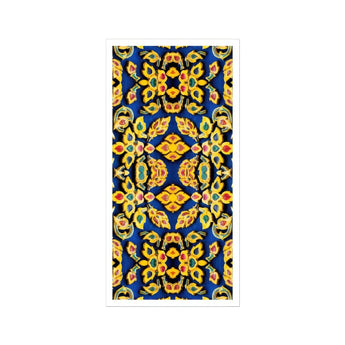 Ayodhya - Thai Mosaic Art Print / Canvas Ornate Floral Pattern Yellow Gold Designs Deep Blue Mesmerizing Thai Mosaic, Traditional Design,