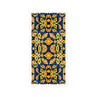 Ayodhya - Thai Mosaic Art Print, Ornate Floral Pattern Yellow Gold Designs Deep Blue