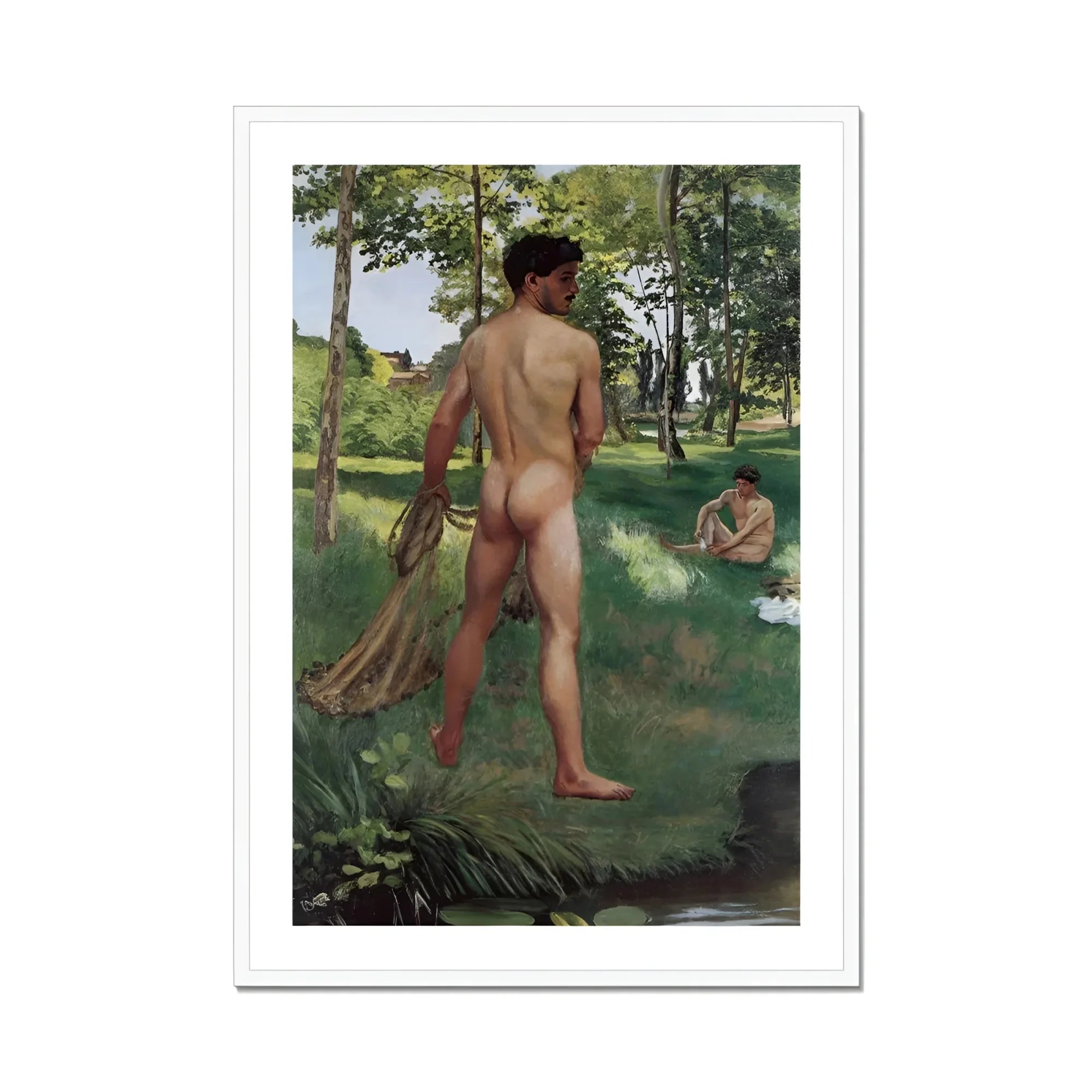 Fisherman with a Net - Frederic Bazille Fine Art Print, Framed Painting Nude Bathers Landscape