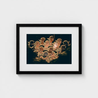 Babes in the Woods - Traditional Thai Myth Art Print / Canvas Ramayana’s Enchanted Realm, Mythological Artistry, Spellbinding Tableau Prints