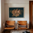 Babes in the Woods - Traditional Thai Myth Art Print, 48x40’’ / 122x101cm / Unframed, Two Tan Leather Mid-century Modern Armchairs Wooden