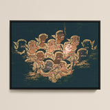 Babes in the Woods - Traditional Thai Myth Art Print / Canvas Black-framed Artwork Group Intricately Detailed Golden-embellished Figures