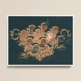 Babes in the Woods - Traditional Thai Myth Art Print / Canvas Framed Artwork Group Intricately Detailed Golden-hued Mythical Figures