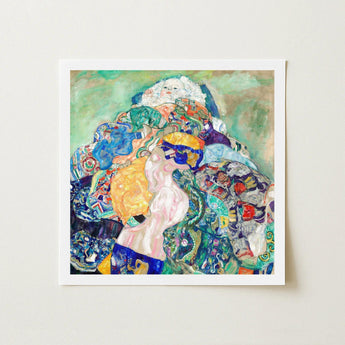Baby - Gustav Klimt Art Nouveau Print / Canvas Vibrant Abstract Painting White Frame Stylized Figures Amidst Klimt’s, Epitomizes, Austrian