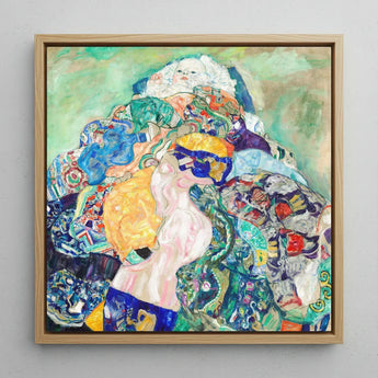 Baby - Gustav Klimt Art Nouveau Print / Canvas Vibrant Abstract Painting Light Wood Frame Depicts Figures Klimt’s, Epitomizes, Austrian