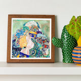 Baby - Gustav Klimt Art Nouveau Print / Canvas Vibrant Square-framed Painting Natural Wood Frame White Abstracted Klimt’s, Epitomizes,