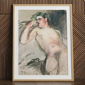 Bacchant - Magnus Enckell Nude Art Print / Canvas Framed Artwork Nude Male Figure Soft Earthy Tones Magnus Enckell Hedonistic, Enckell’s