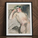 Bacchant - Magnus Enckell Nude Art Print / Canvas Framed Painting Black Frame White Male Figure Hedonistic, Enckell’s, Fever Dream Slapped