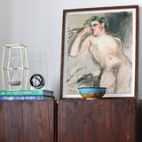 Bacchant - Magnus Enckell Nude Art Print / Canvas Framed Watercolor Painting Nude Figure Green Hair Pose Magnus Enckell Hedonistic,