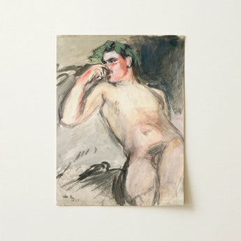 Bacchant - Magnus Enckell Nude Art Print / Canvas Soft Impressionistic Painting Male Figure Green Hair Hedonistic, Enckell’s, Fever Dream