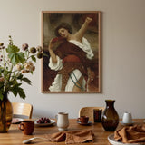 Bacchante - Frederic Leighton Art Print / Canvas Framed Classical Painting Woman White Brown Attire Fabric Frederic Leighton, Sapphic