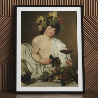 Bacchus - Caravaggio Art Print / Canvas Black-framed Classical Painting Young Figure White Roman Studio Model, Companion Mario Minniti,