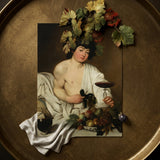 Bacchus - Caravaggio Art Print / Canvas Rectangular Classical Painting Young Man White Draped Roman Studio Model, Companion Mario Minniti,