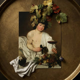 Bacchus - Caravaggio Art Print / Canvas Rectangular Classical Painting Young Man White Draped Roman Studio Model, Companion Mario Minniti,