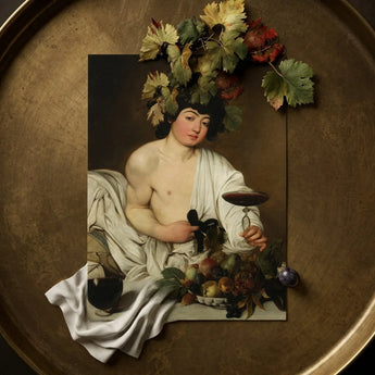 Bacchus - Caravaggio Art Print / Canvas Rectangular Classical Painting Young Man White Draped Roman Studio Model, Companion Mario Minniti,