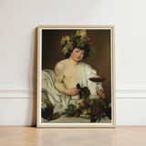 Bacchus - Caravaggio Roman Wine God Art Print / Canvas Framed Reproduction Classical Painting Young Woman Adorned Grape Studio Model,