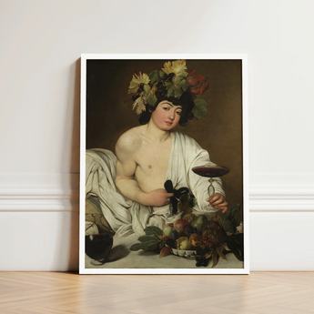 Bacchus - Caravaggio Roman Wine God Art Print / Canvas Framed Reproduction Classical Painting Domenico Ghirlandaio Youthful Studio Model,