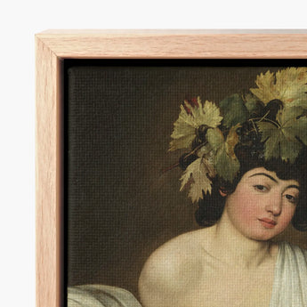 Bacchus - Caravaggio Roman Wine God Art Print / Canvas Framed Classical Painting Woman Dark Hair Studio Model, Companion Mario Minniti,